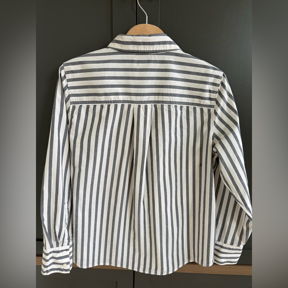 Banana Republic Classic Cotton Striped Shirt • M • Grey & White Women's Top - Picture 5 of 7